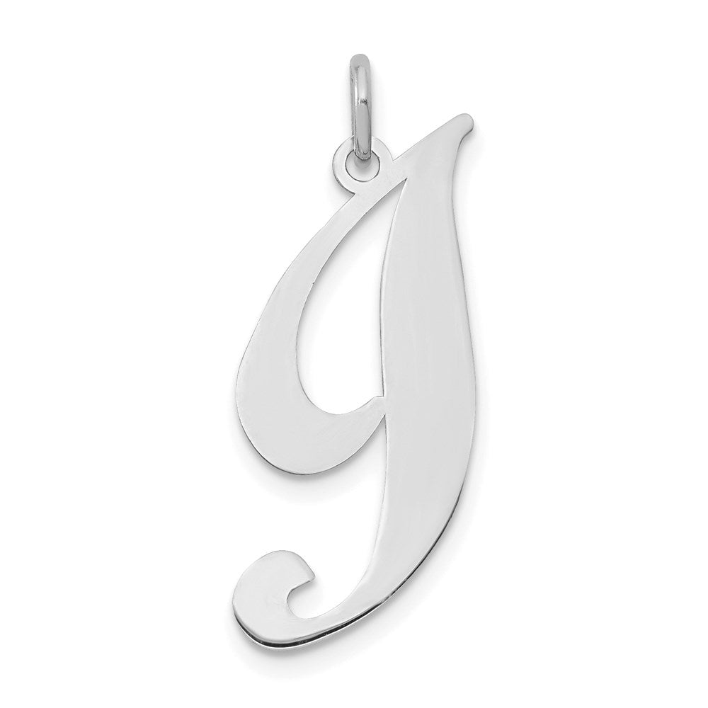14k White Gold, Ella Collection, LG Fancy Script Initial I Pendant, Item P26832-I by The Black Bow Jewelry Co.
