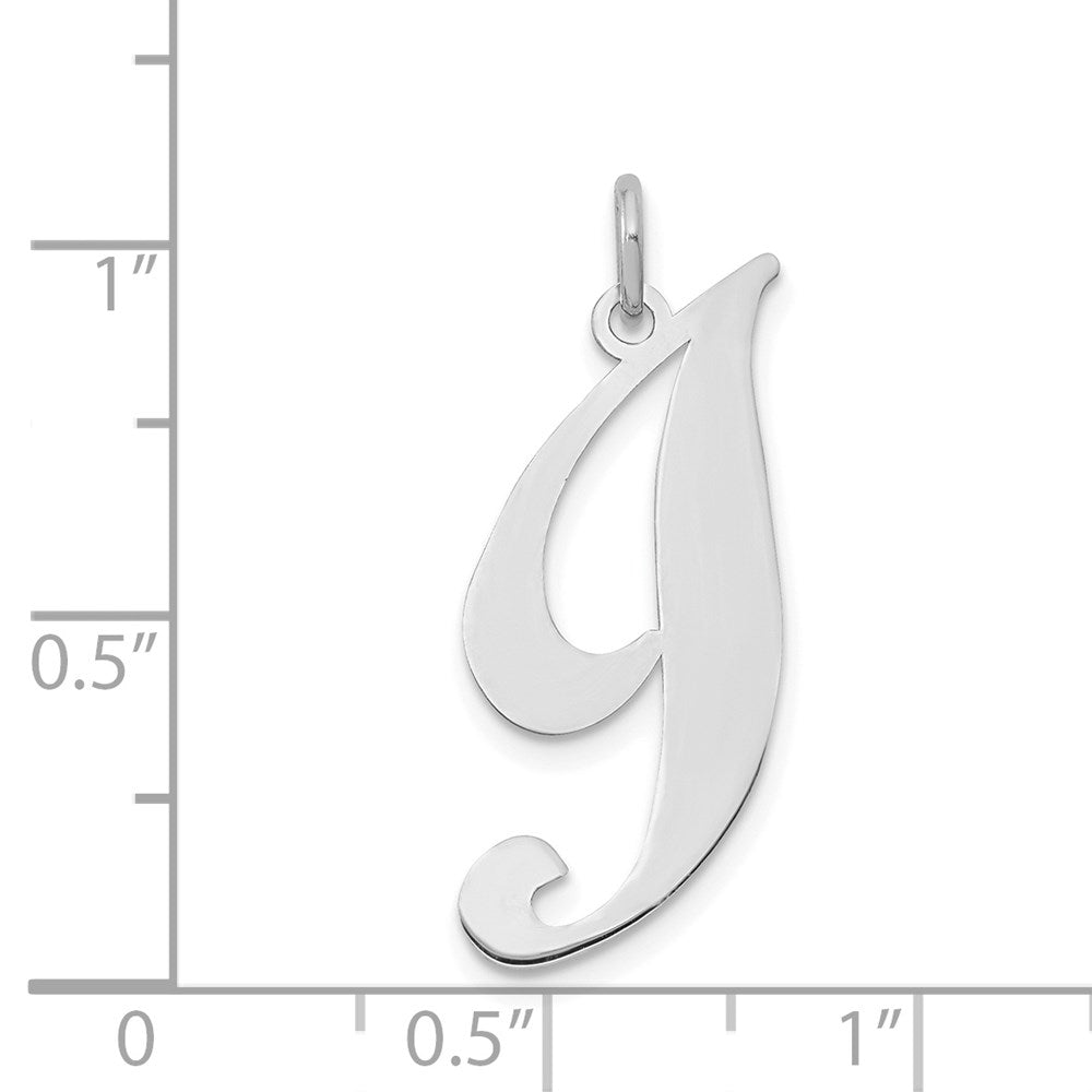 Alternate view of the 14k White Gold, Ella Collection, LG Fancy Script Initial I Pendant by The Black Bow Jewelry Co.