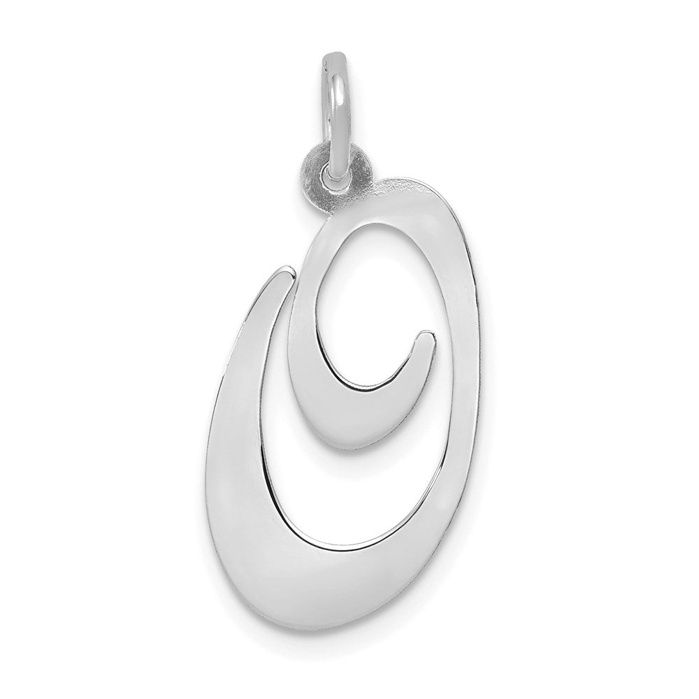 14k White Gold, Ella Collection, LG Fancy Script Initial O Pendant, Item P26832-O by The Black Bow Jewelry Co.