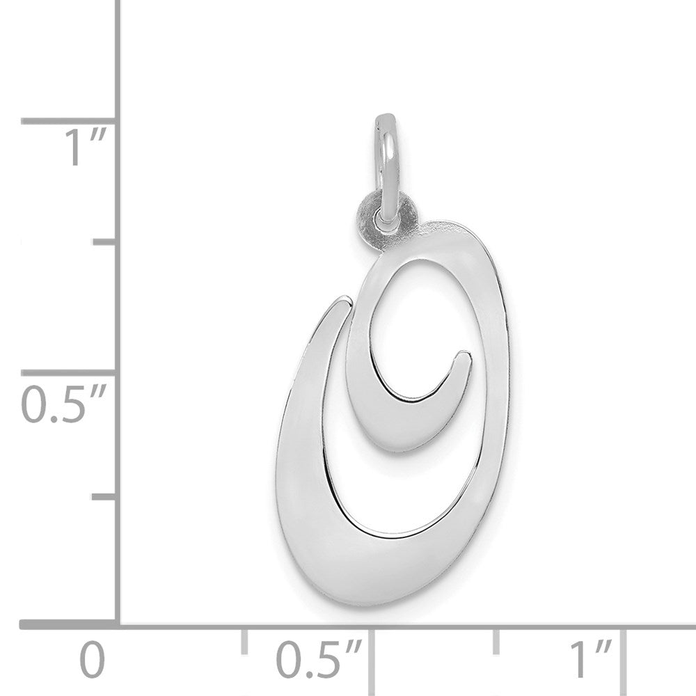 Alternate view of the 14k White Gold, Ella Collection, LG Fancy Script Initial O Pendant by The Black Bow Jewelry Co.