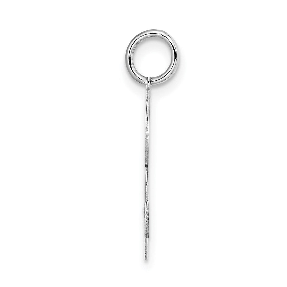 Alternate view of the 14k White Gold, Ella Collection, LG Fancy Script Initial R Pendant by The Black Bow Jewelry Co.