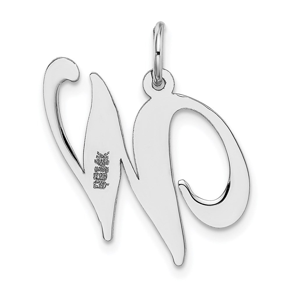 Alternate view of the 14k White Gold, Ella Collection, LG Fancy Script Initial W Pendant by The Black Bow Jewelry Co.