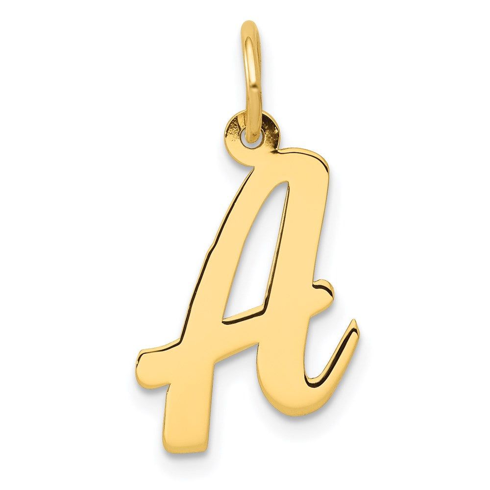 14k Yellow Gold, Madison Collection, Medium Script Initial Pendant A-W, Item P26833 by The Black Bow Jewelry Co.