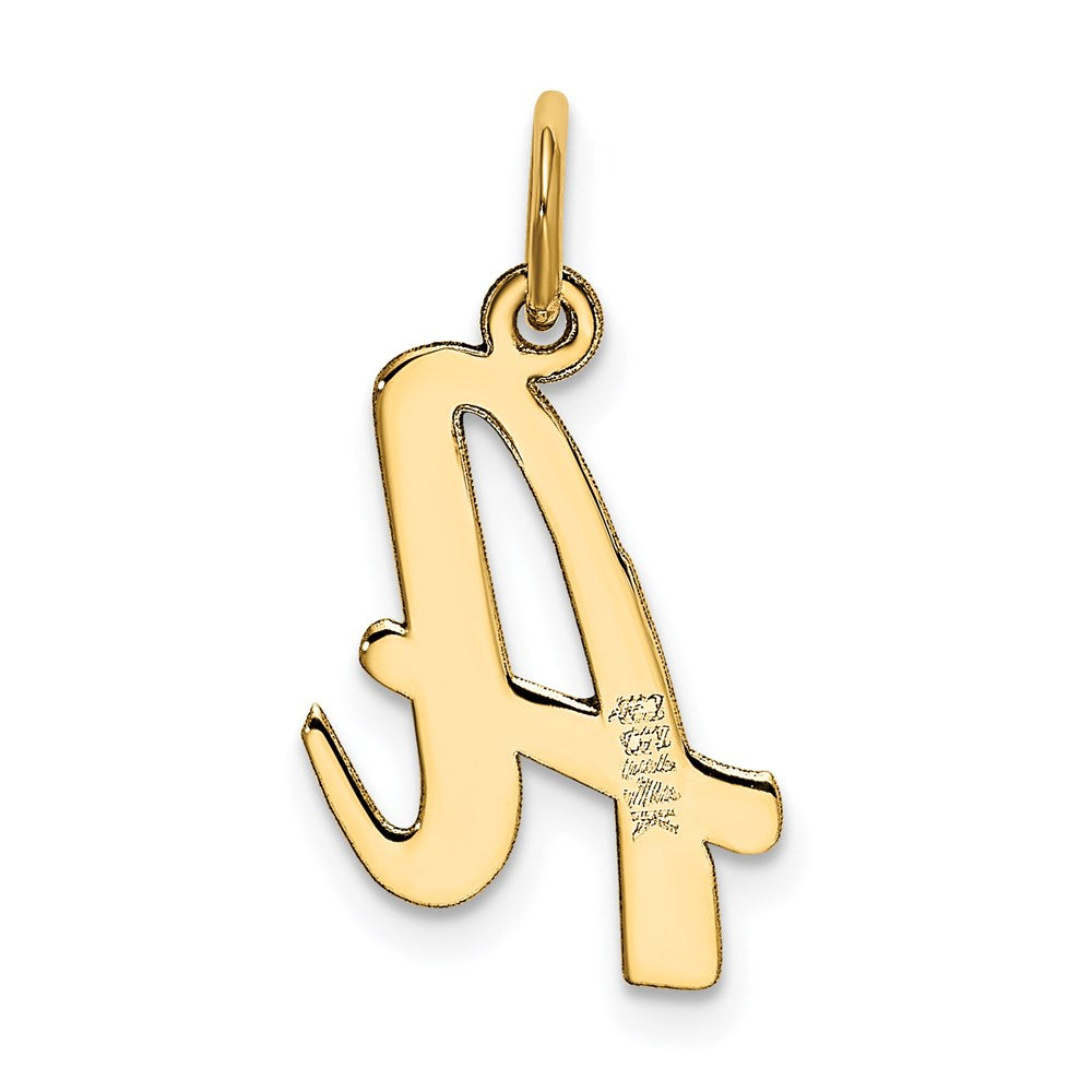 Alternate view of the 14k Yellow Gold, Madison Collection, Medium Script Initial A Pendant by The Black Bow Jewelry Co.