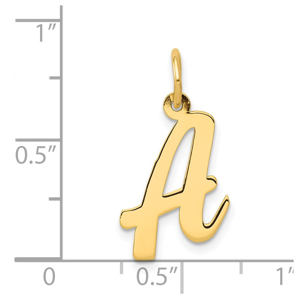 Alternate view of the 14k Yellow Gold, Madison Collection, Medium Script Initial A Pendant by The Black Bow Jewelry Co.