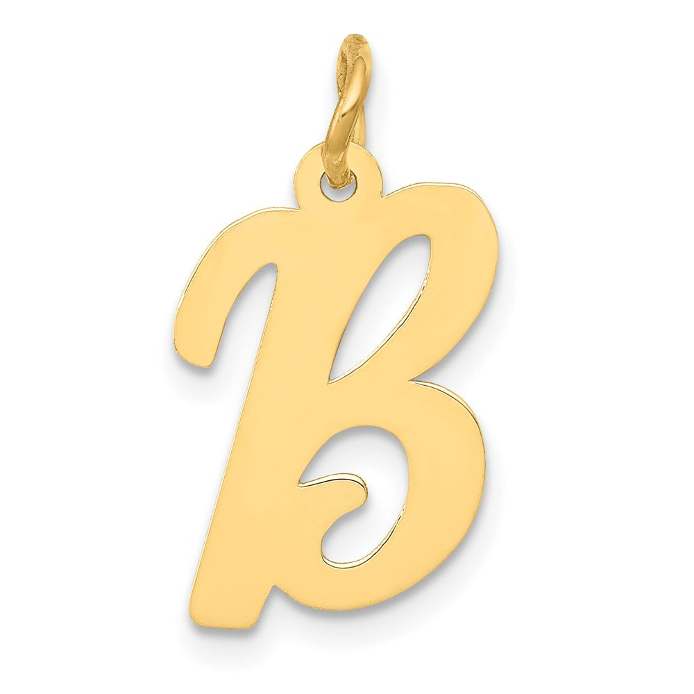 Alternate view of the 14k Yellow Gold, Madison Collection, Medium Script Initial Pendant A-W by The Black Bow Jewelry Co.