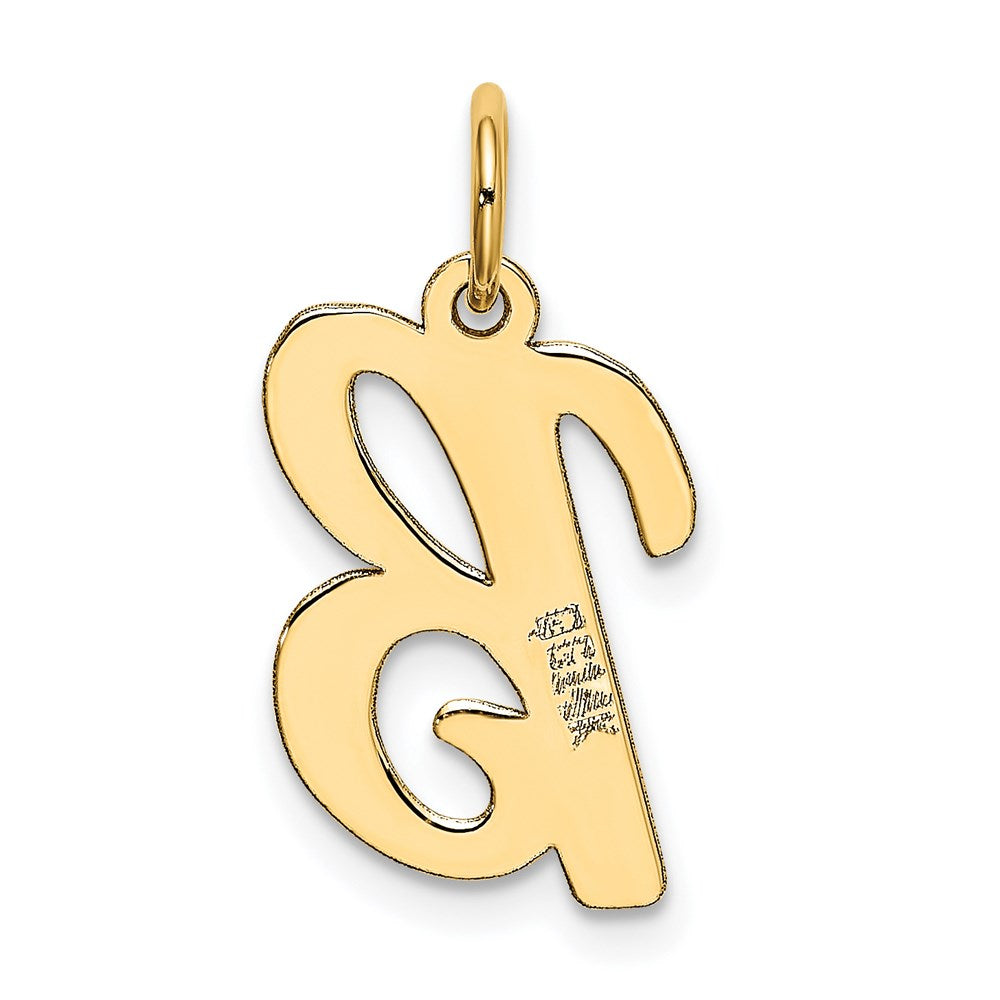 Alternate view of the 14k Yellow Gold, Madison Collection, Medium Script Initial B Pendant by The Black Bow Jewelry Co.