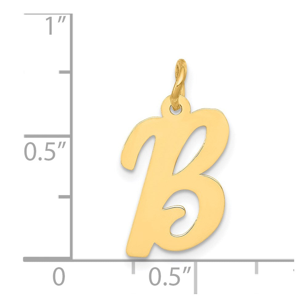 Alternate view of the 14k Yellow Gold, Madison Collection, Medium Script Initial B Pendant by The Black Bow Jewelry Co.