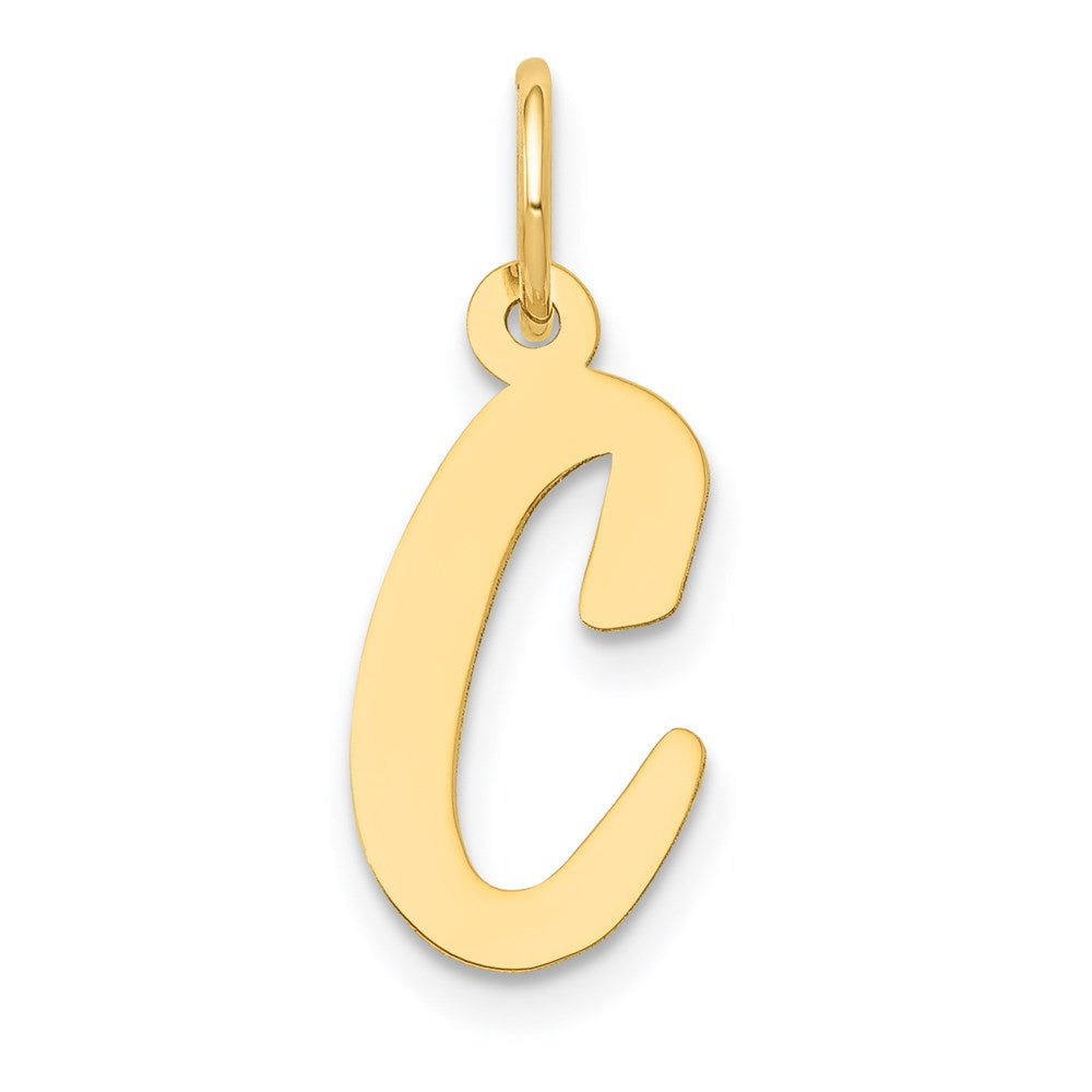 Alternate view of the 14k Yellow Gold, Madison Collection, Medium Script Initial Pendant A-W by The Black Bow Jewelry Co.