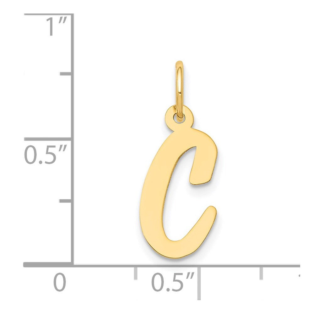 Alternate view of the 14k Yellow Gold, Madison Collection, Medium Script Initial C Pendant by The Black Bow Jewelry Co.