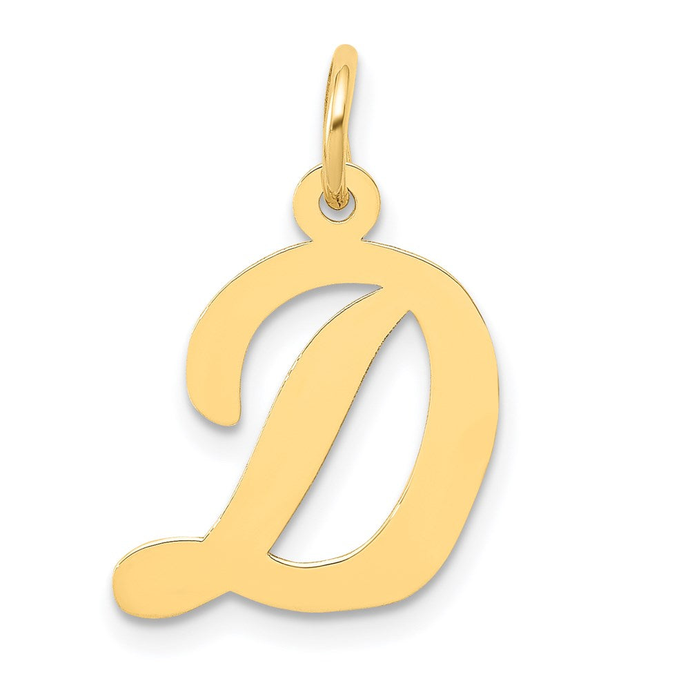 14k Yellow Gold, Madison Collection, Medium Script Initial D Pendant, Item P26833-D by The Black Bow Jewelry Co.