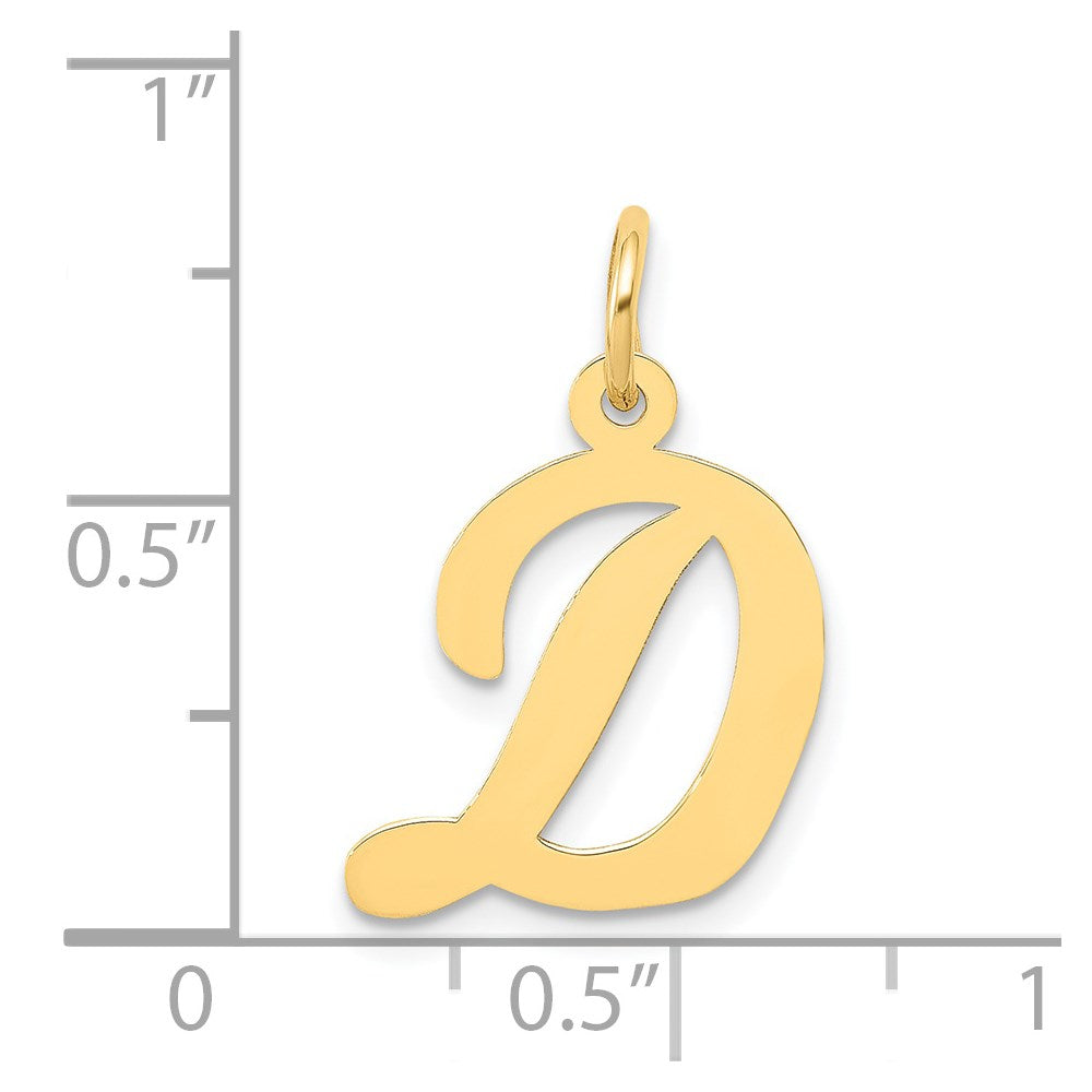 Alternate view of the 14k Yellow Gold, Madison Collection, Medium Script Initial D Pendant by The Black Bow Jewelry Co.