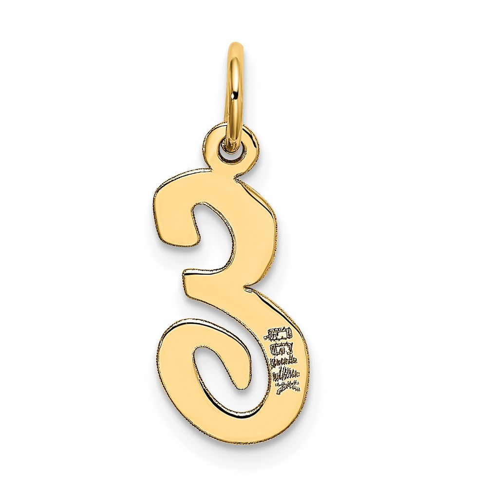 Alternate view of the 14k Yellow Gold, Madison Collection, Medium Script Initial E Pendant by The Black Bow Jewelry Co.