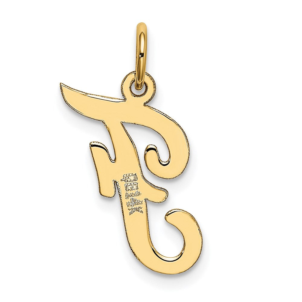 Alternate view of the 14k Yellow Gold, Madison Collection, Medium Script Initial F Pendant by The Black Bow Jewelry Co.