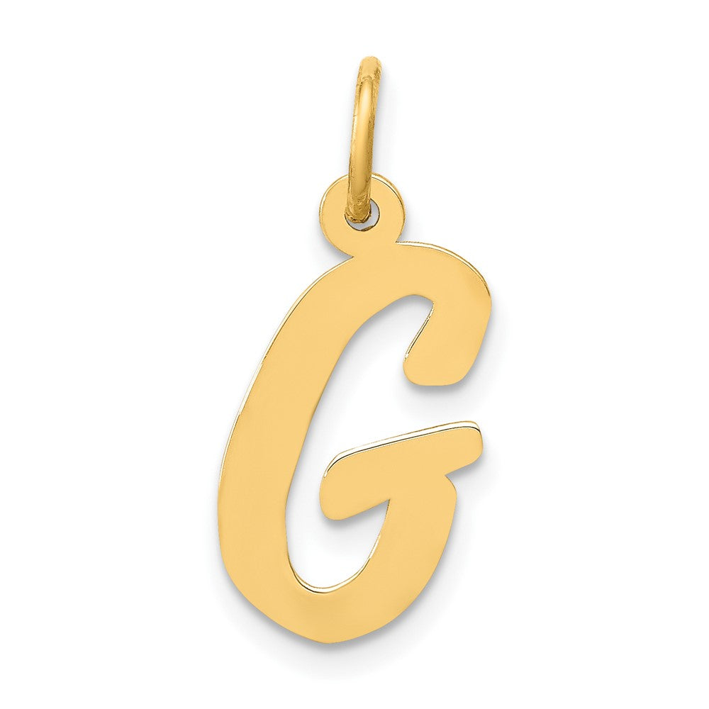 14k Yellow Gold, Madison Collection, Medium Script Initial G Pendant, Item P26833-G by The Black Bow Jewelry Co.