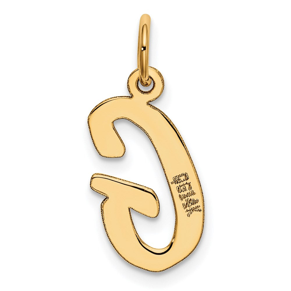 Alternate view of the 14k Yellow Gold, Madison Collection, Medium Script Initial G Pendant by The Black Bow Jewelry Co.