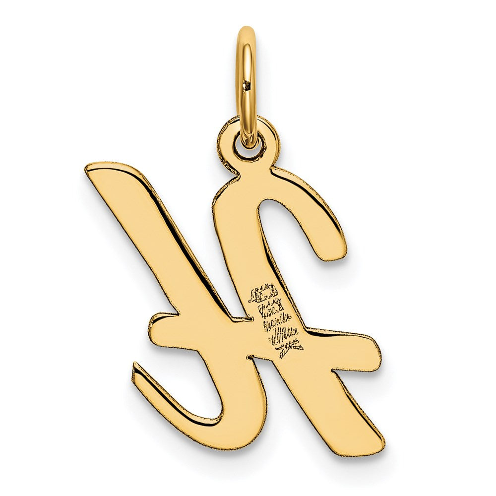 Alternate view of the 14k Yellow Gold, Madison Collection, Medium Script Initial H Pendant by The Black Bow Jewelry Co.