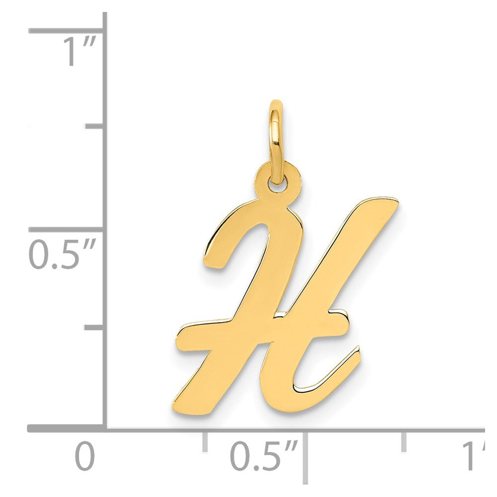 Alternate view of the 14k Yellow Gold, Madison Collection, Medium Script Initial H Pendant by The Black Bow Jewelry Co.