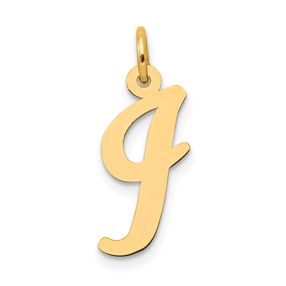14k Yellow Gold, Madison Collection, Medium Script Initial I Pendant, Item P26833-I by The Black Bow Jewelry Co.