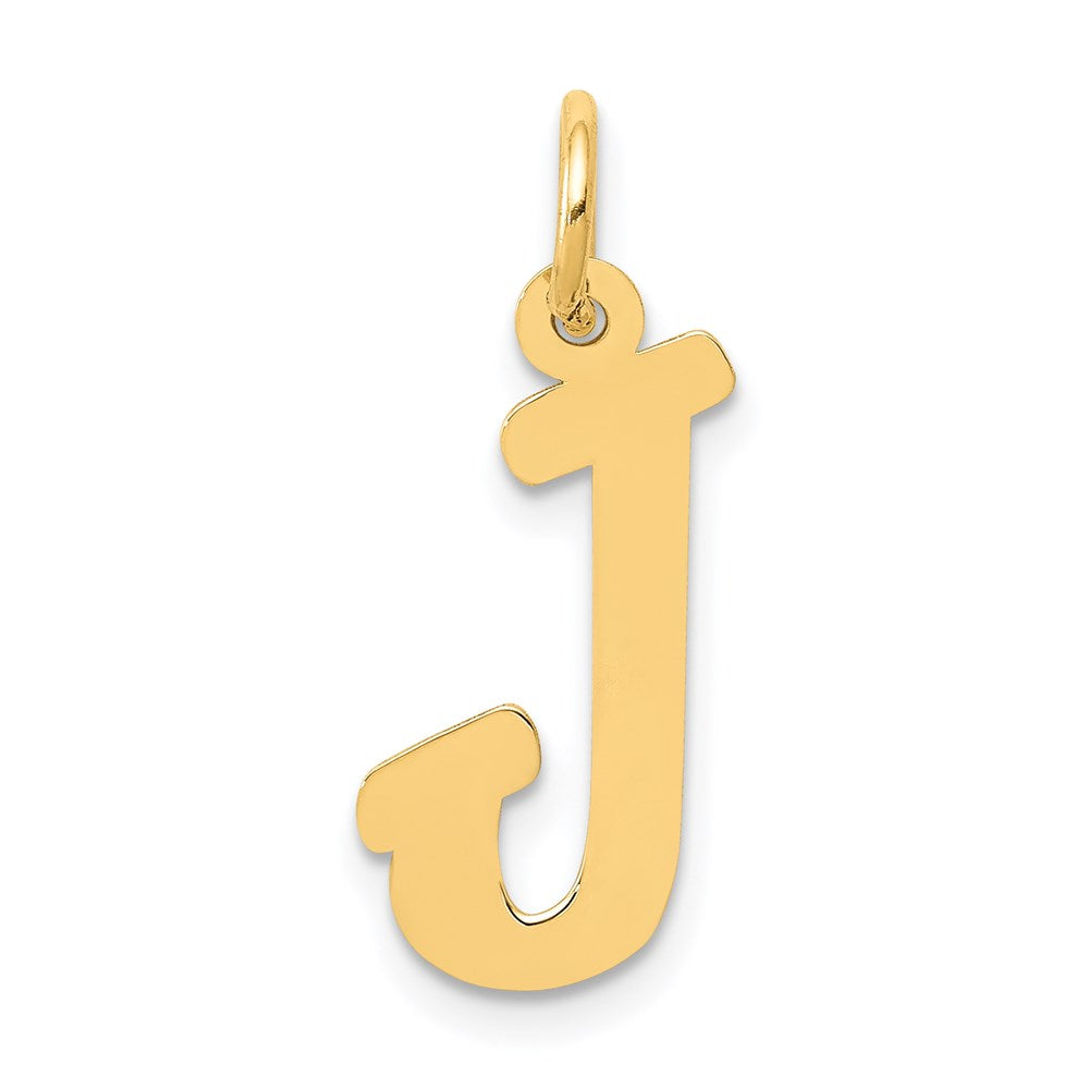 14k Yellow Gold, Madison Collection, Medium Script Initial J Pendant, Item P26833-J by The Black Bow Jewelry Co.