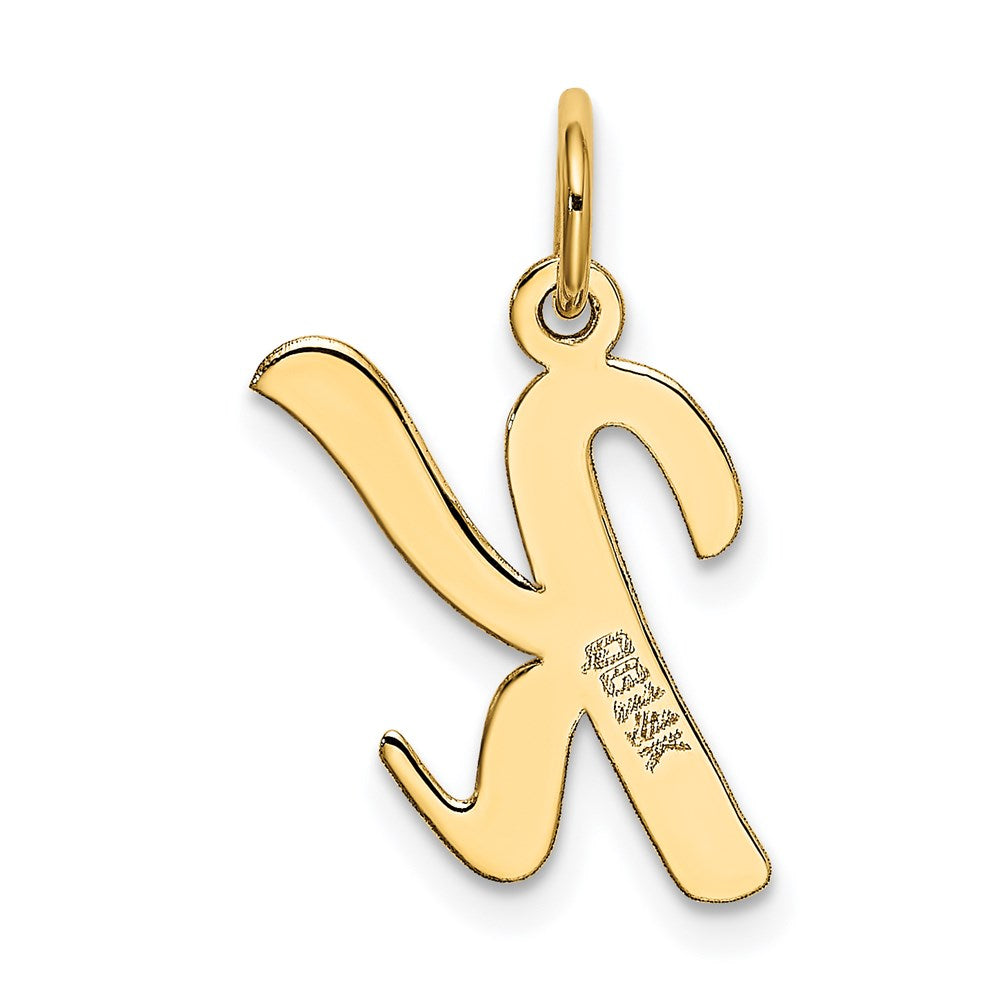 Alternate view of the 14k Yellow Gold, Madison Collection, Medium Script Initial K Pendant by The Black Bow Jewelry Co.