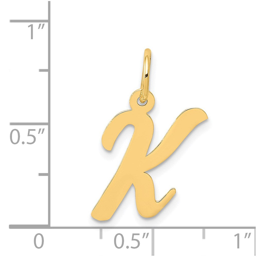 Alternate view of the 14k Yellow Gold, Madison Collection, Medium Script Initial K Pendant by The Black Bow Jewelry Co.