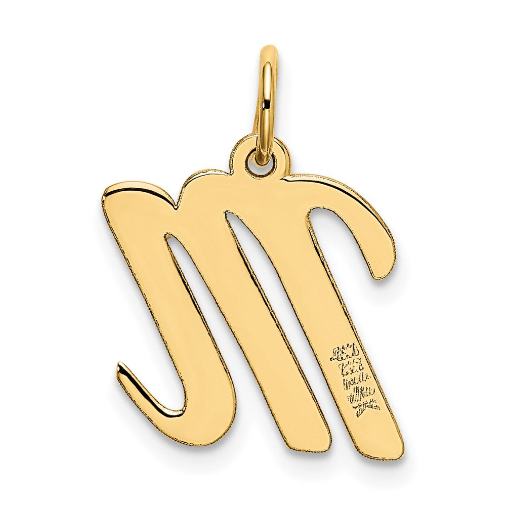 Alternate view of the 14k Yellow Gold, Madison Collection, Medium Script Initial M Pendant by The Black Bow Jewelry Co.