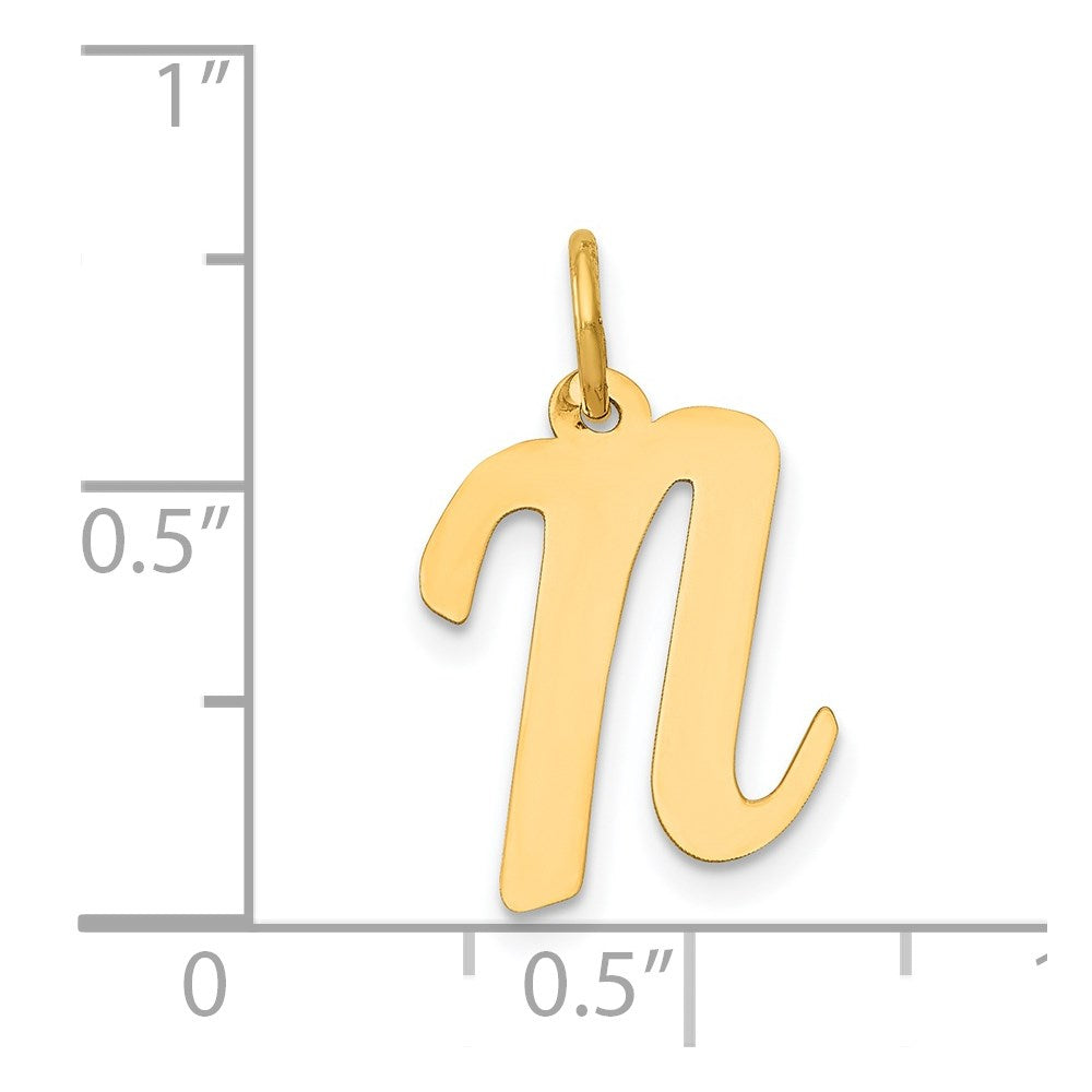 Alternate view of the 14k Yellow Gold, Madison Collection, Medium Script Initial N Pendant by The Black Bow Jewelry Co.