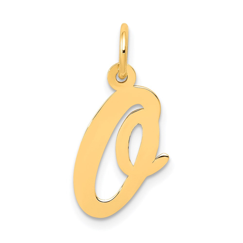14k Yellow Gold, Madison Collection, Medium Script Initial O Pendant, Item P26833-O by The Black Bow Jewelry Co.