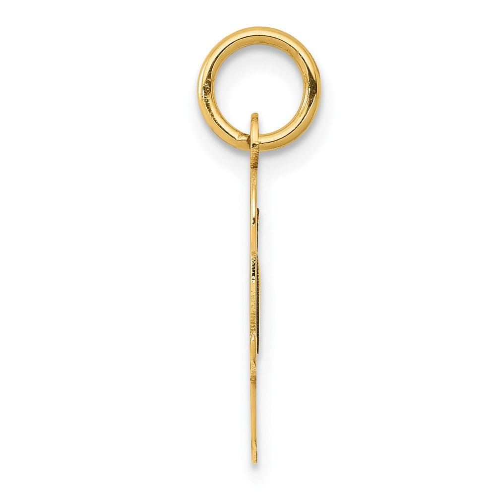 Alternate view of the 14k Yellow Gold, Madison Collection, Medium Script Initial O Pendant by The Black Bow Jewelry Co.
