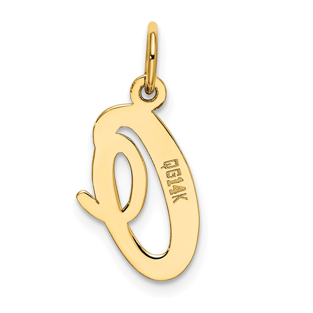 Alternate view of the 14k Yellow Gold, Madison Collection, Medium Script Initial O Pendant by The Black Bow Jewelry Co.