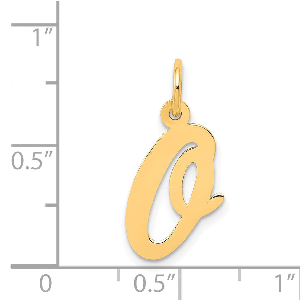 Alternate view of the 14k Yellow Gold, Madison Collection, Medium Script Initial O Pendant by The Black Bow Jewelry Co.