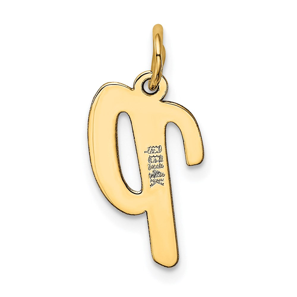 Alternate view of the 14k Yellow Gold, Madison Collection, Medium Script Initial P Pendant by The Black Bow Jewelry Co.