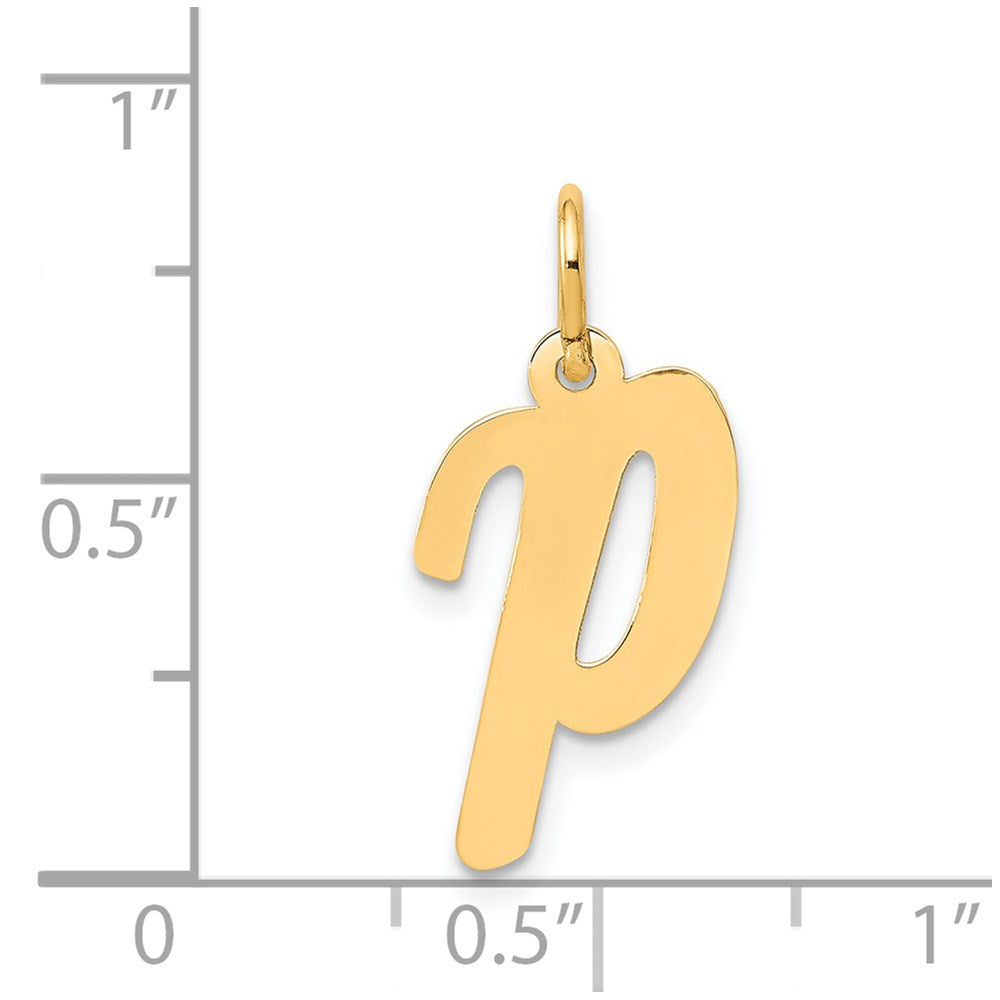 Alternate view of the 14k Yellow Gold, Madison Collection, Medium Script Initial P Pendant by The Black Bow Jewelry Co.