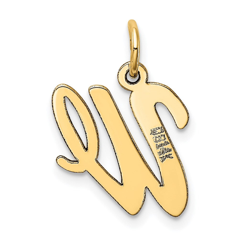 Alternate view of the 14k Yellow Gold, Madison Collection, Medium Script Initial W Pendant by The Black Bow Jewelry Co.