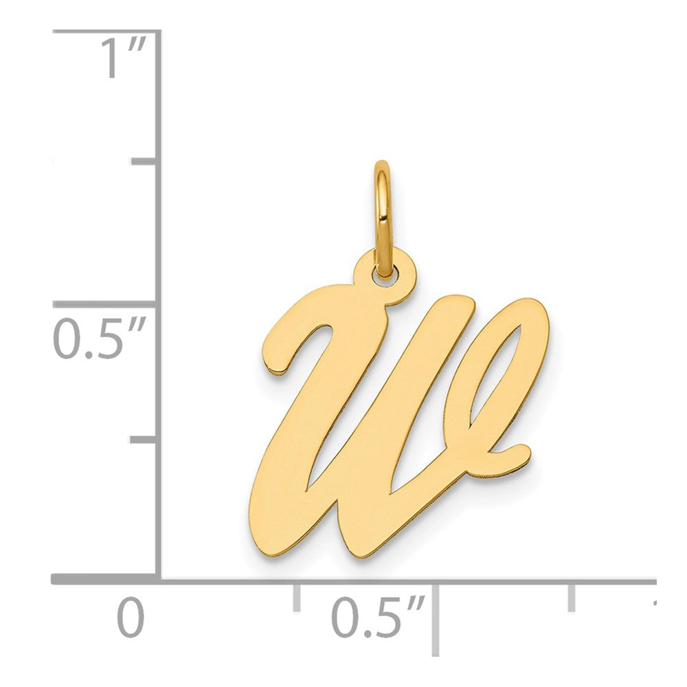 Alternate view of the 14k Yellow Gold, Madison Collection, Medium Script Initial W Pendant by The Black Bow Jewelry Co.
