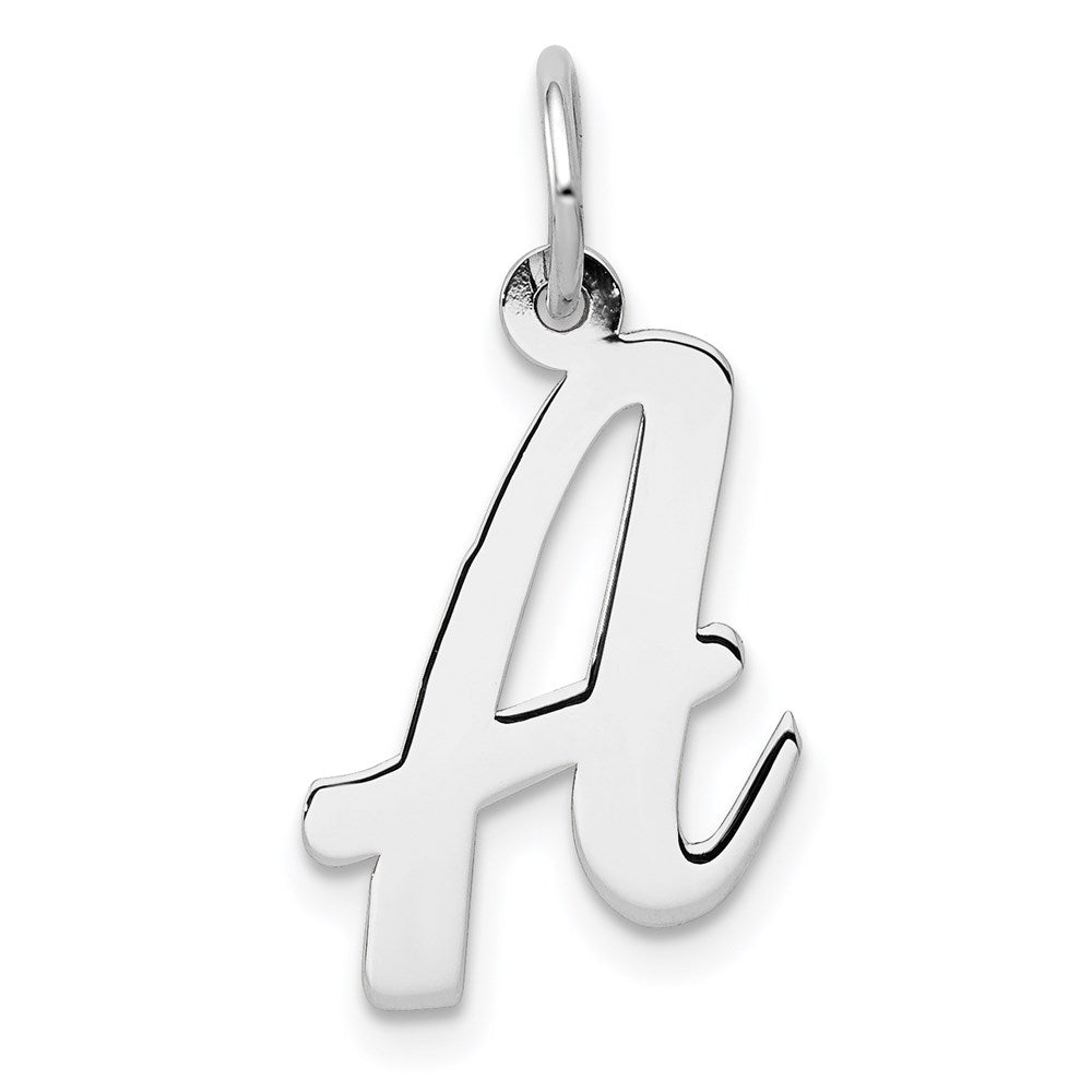 14k White Gold, Madison Collection, Medium Script Initial A Pendant, Item P26834-A by The Black Bow Jewelry Co.
