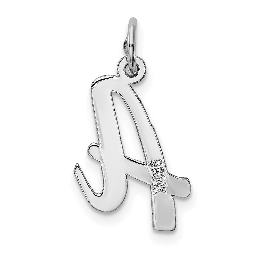 Alternate view of the 14k White Gold, Madison Collection, Medium Script Initial A Pendant by The Black Bow Jewelry Co.