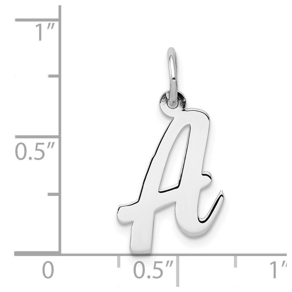 Alternate view of the 14k White Gold, Madison Collection, Medium Script Initial A Pendant by The Black Bow Jewelry Co.