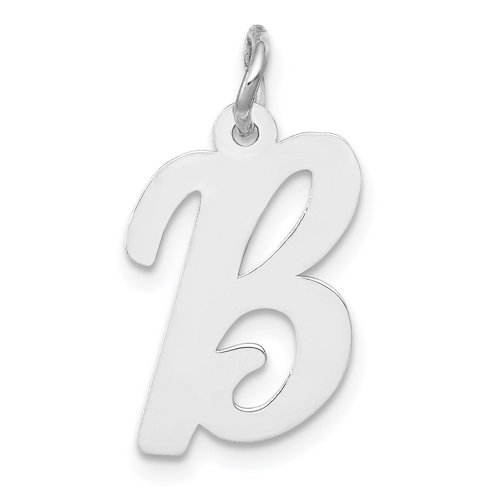 14k White Gold, Madison Collection, Medium Script Initial B Pendant, Item P26834-B by The Black Bow Jewelry Co.