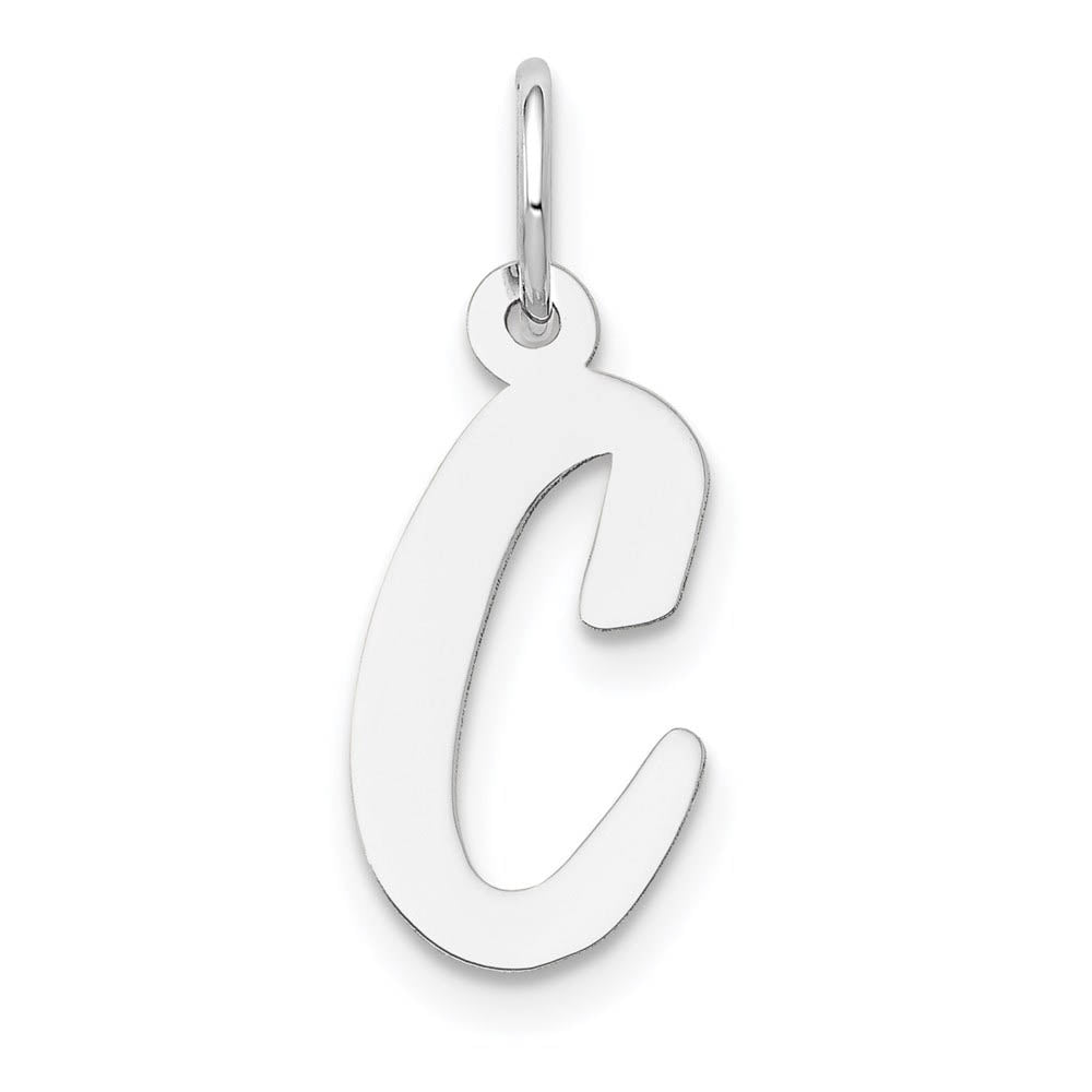 14k White Gold, Madison Collection, Medium Script Initial C Pendant, Item P26834-C by The Black Bow Jewelry Co.