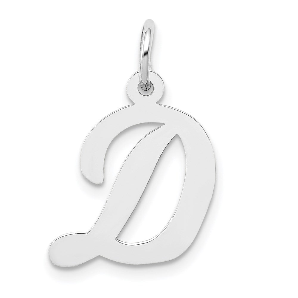 14k White Gold, Madison Collection, Medium Script Initial D Pendant, Item P26834-D by The Black Bow Jewelry Co.