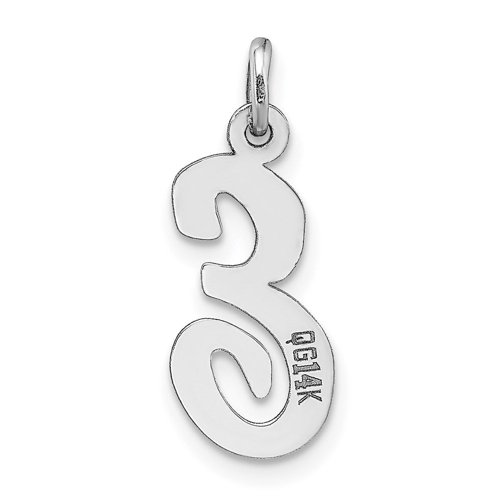 Alternate view of the 14k White Gold, Madison Collection, Medium Script Initial E Pendant by The Black Bow Jewelry Co.