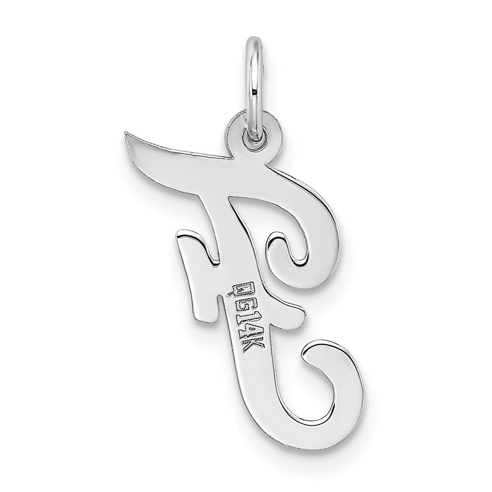 Alternate view of the 14k White Gold, Madison Collection, Medium Script Initial F Pendant by The Black Bow Jewelry Co.