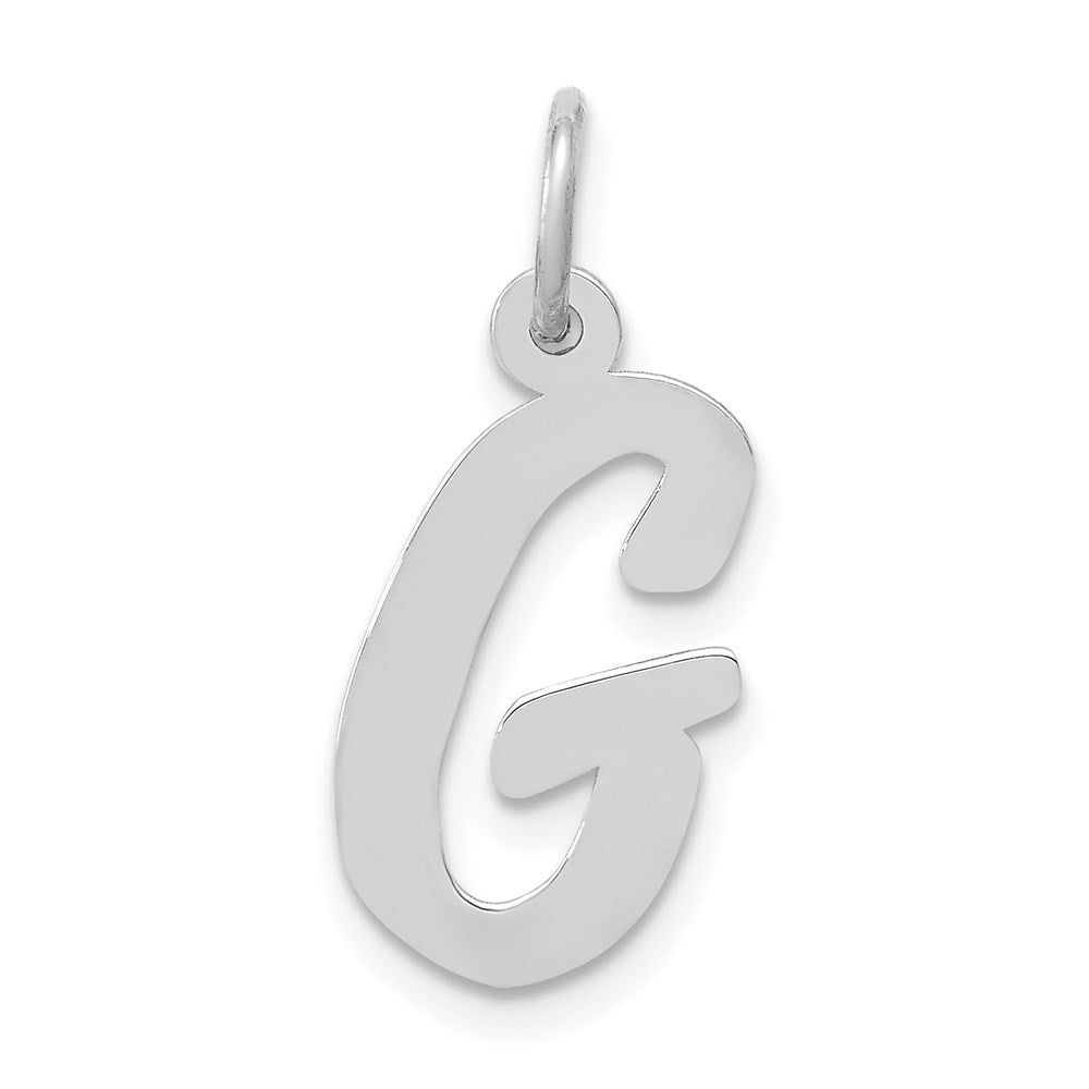14k White Gold, Madison Collection, Medium Script Initial G Pendant, Item P26834-G by The Black Bow Jewelry Co.