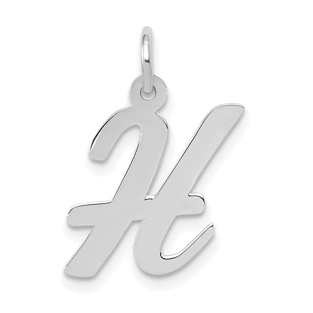 14k White Gold, Madison Collection, Medium Script Initial H Pendant, Item P26834-H by The Black Bow Jewelry Co.