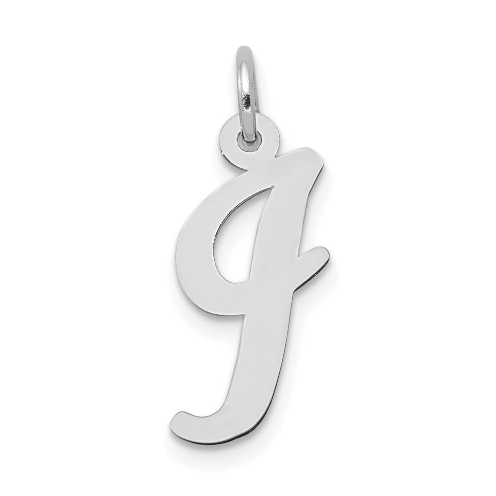 14k White Gold, Madison Collection, Medium Script Initial I Pendant, Item P26834-I by The Black Bow Jewelry Co.
