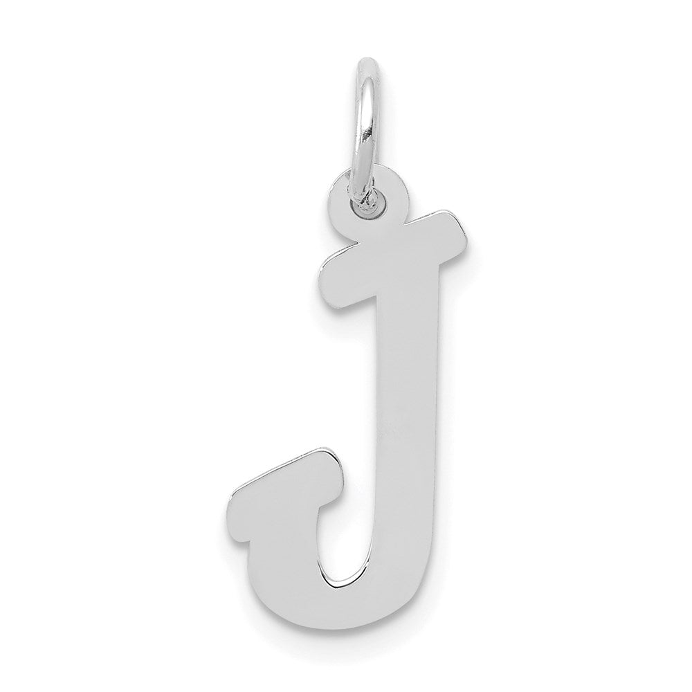 14k White Gold, Madison Collection, Medium Script Initial J Pendant, Item P26834-J by The Black Bow Jewelry Co.