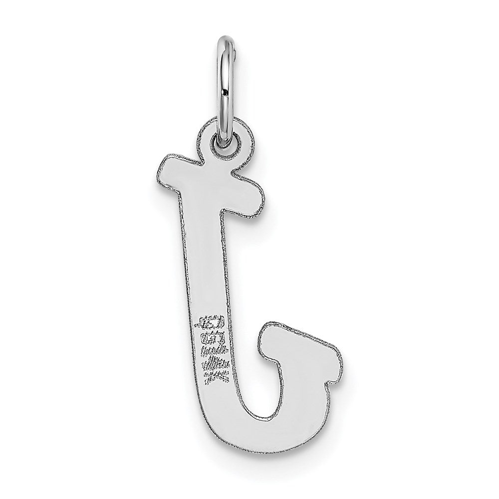 Alternate view of the 14k White Gold, Madison Collection, Medium Script Initial J Pendant by The Black Bow Jewelry Co.