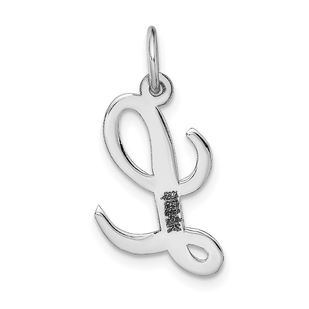Alternate view of the 14k White Gold, Madison Collection, Medium Script Initial L Pendant by The Black Bow Jewelry Co.